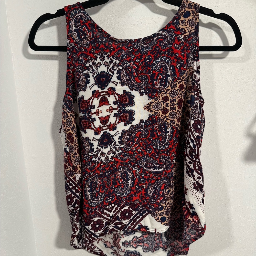 High Low Print Tank Top
